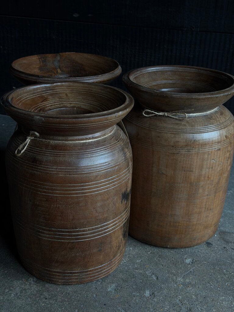 Authentic Dark Wooden Pot