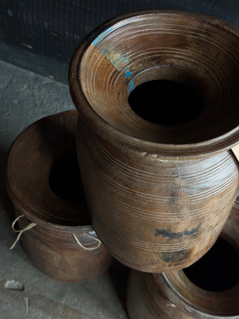Authentic Dark Wooden Pot