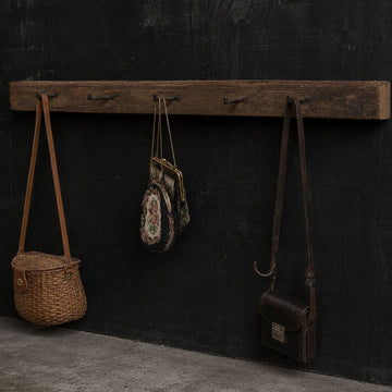 Recycled Wood Coat Rack w/ Forged Iron Hooks