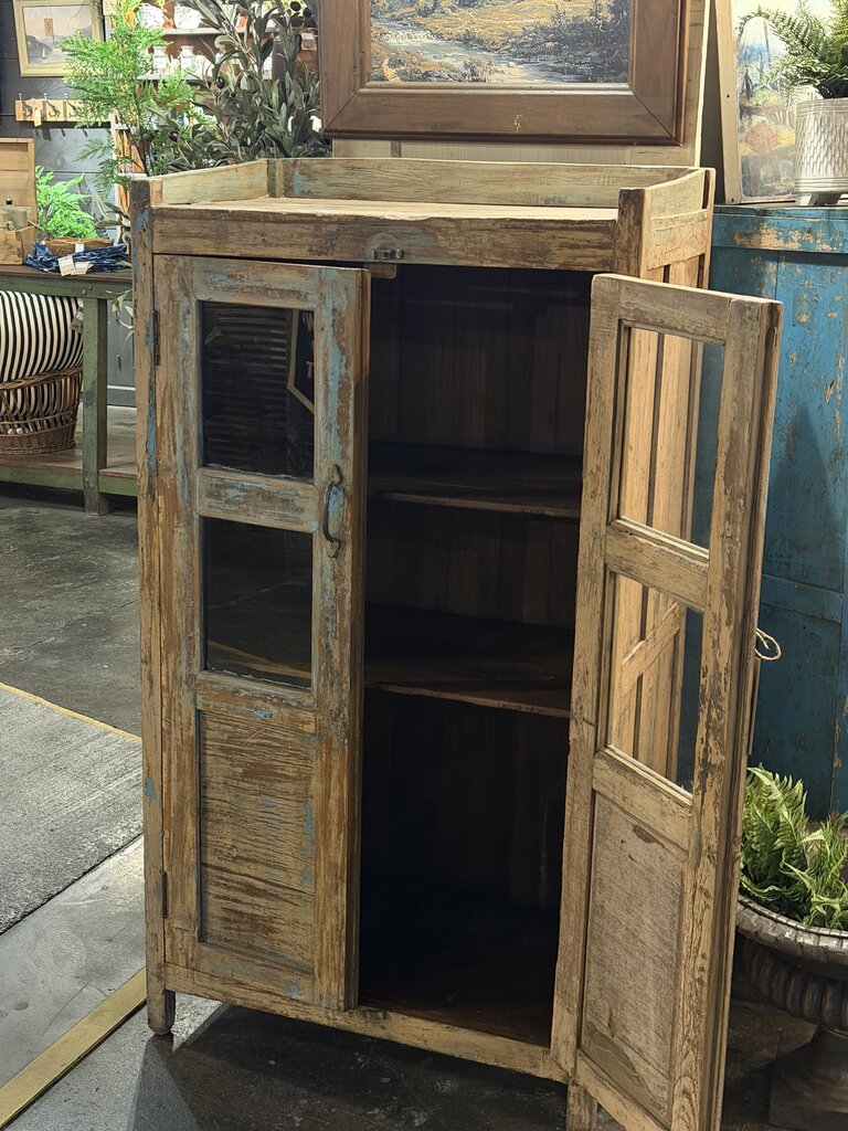 Chippy Blue 2 Glass Door Cabinet
