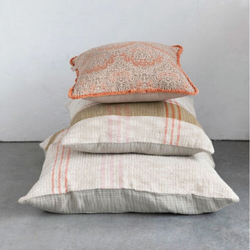 Metallic Printed Floral Pillow + Eyelash Fringe