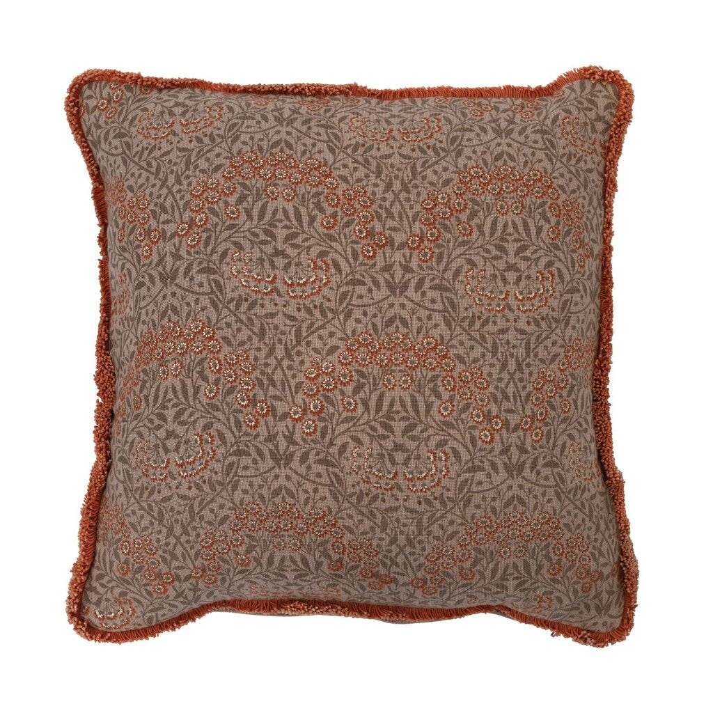 Metallic Printed Floral Pillow + Eyelash Fringe