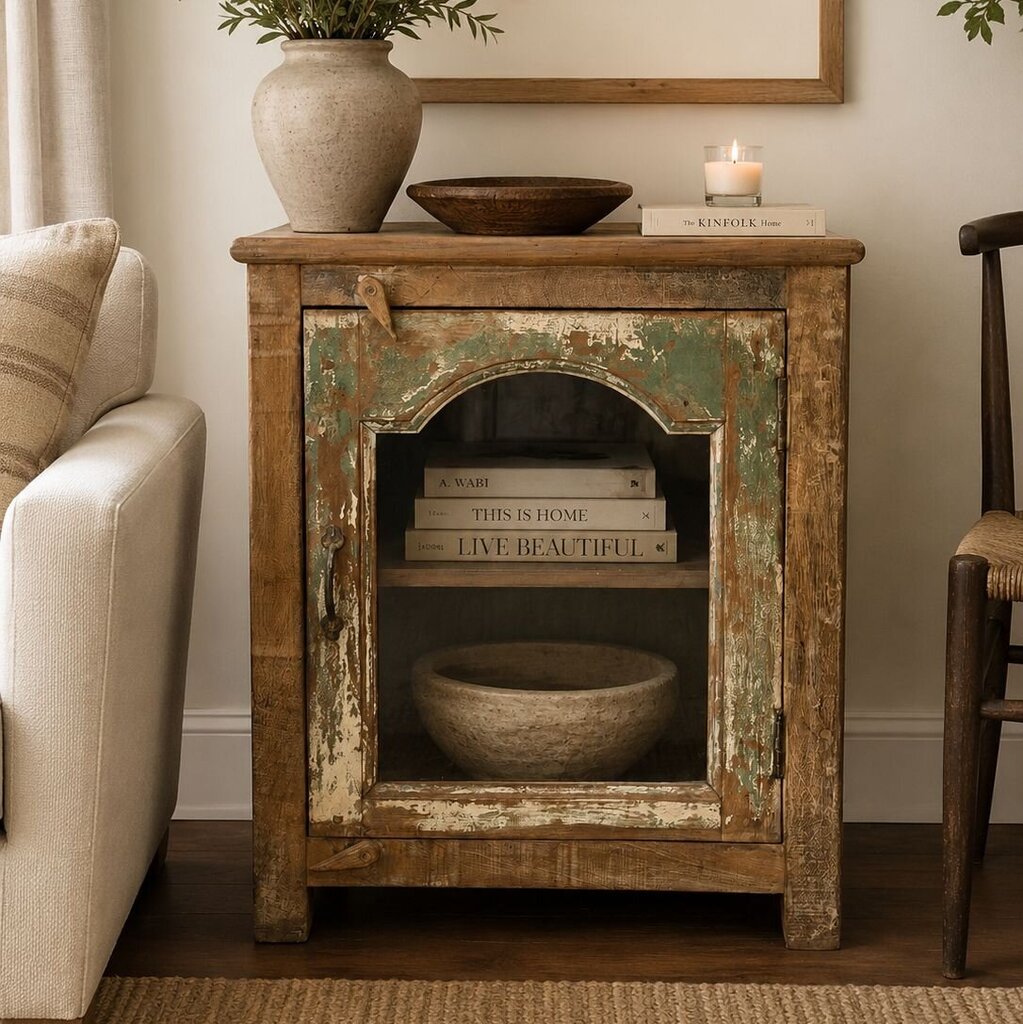 One Door Wood Bedside Table