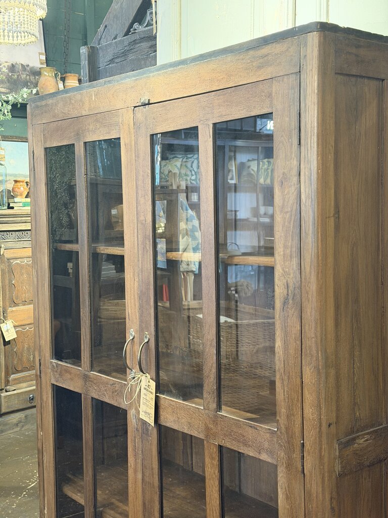 Dark Wood Top To Bottom Glass Cabinet