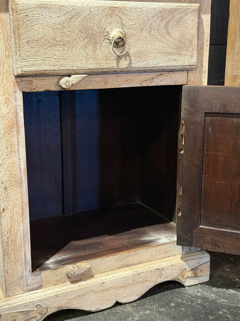 Wood Carved Single Drawer Bedside Table