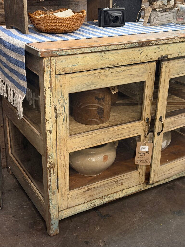 Short Wooden 2 Glass Cabinet