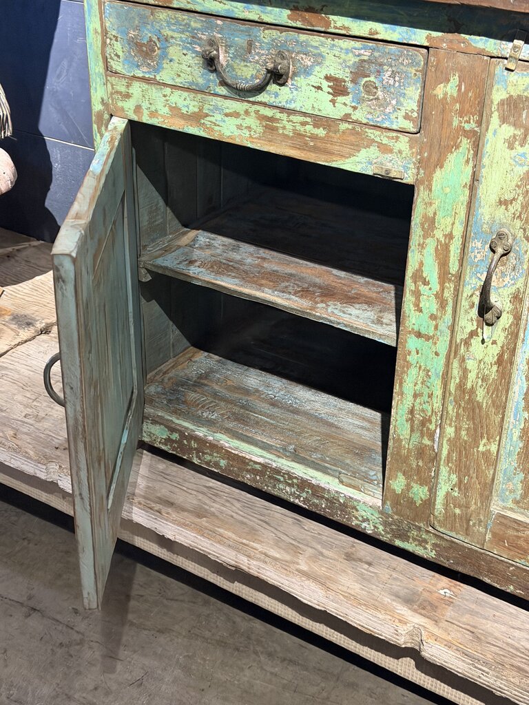 Chippy Green Wooden 2 Door Cabinet