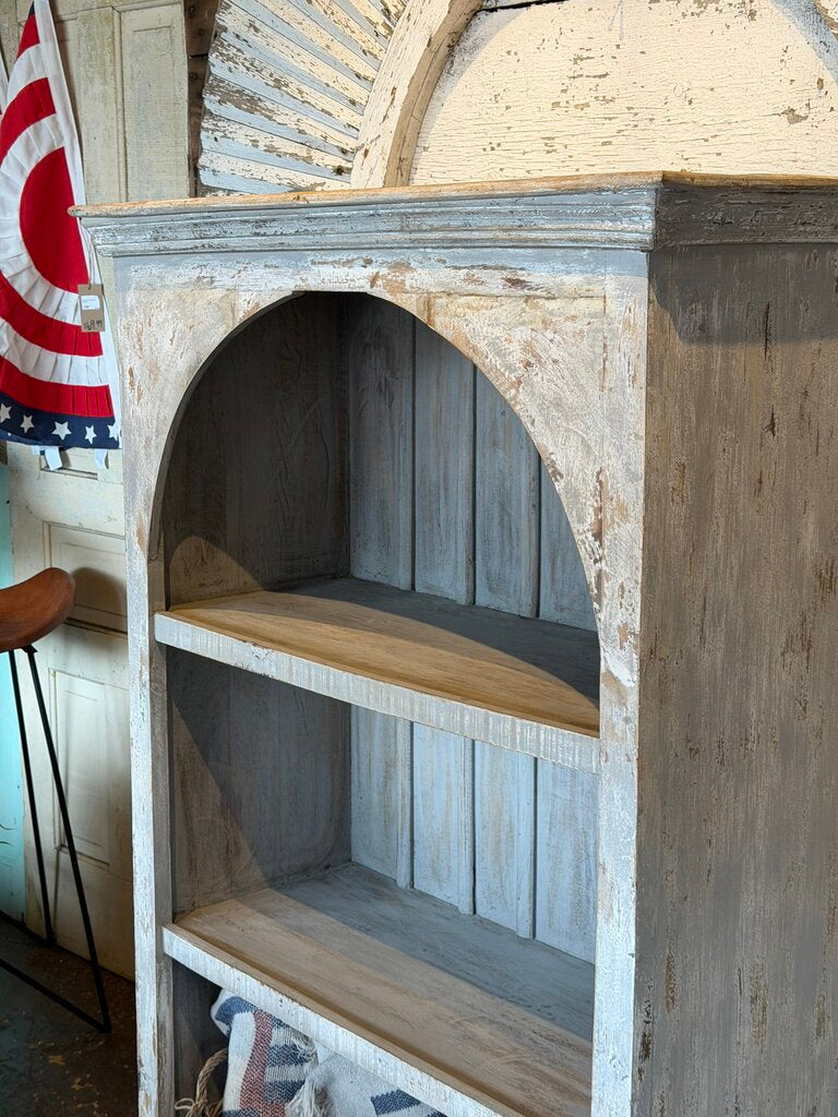 White Wooden Arched Bookshelf