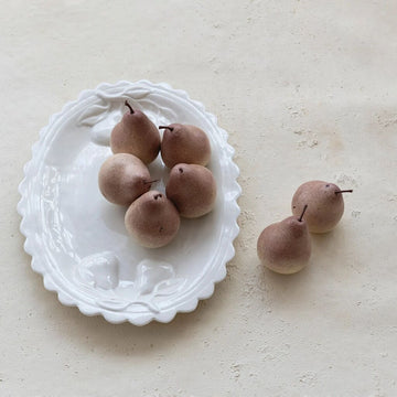 Scalloped Platter with Embossed Pears