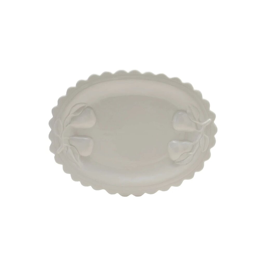 Scalloped Platter with Embossed Pears