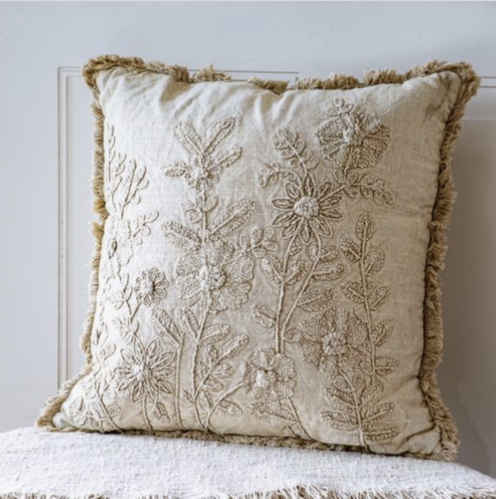 Ivory Cotton Zinnia Pillow