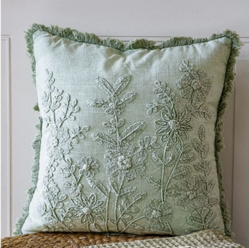Celadon Green Zinnia Pillow