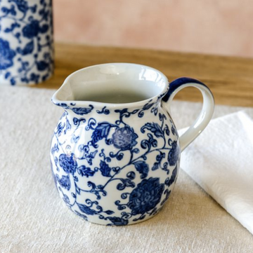 Blue Floral Squat Pitcher