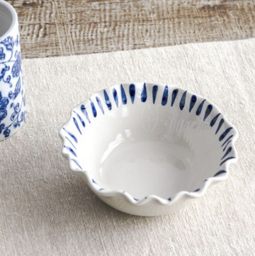 Blue & White Wavy Edge Bowl