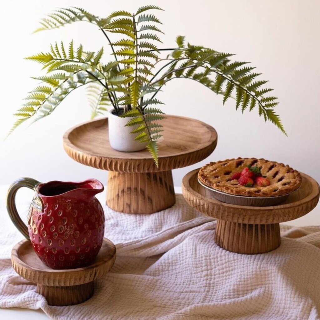 Etched Wood Serving Stand