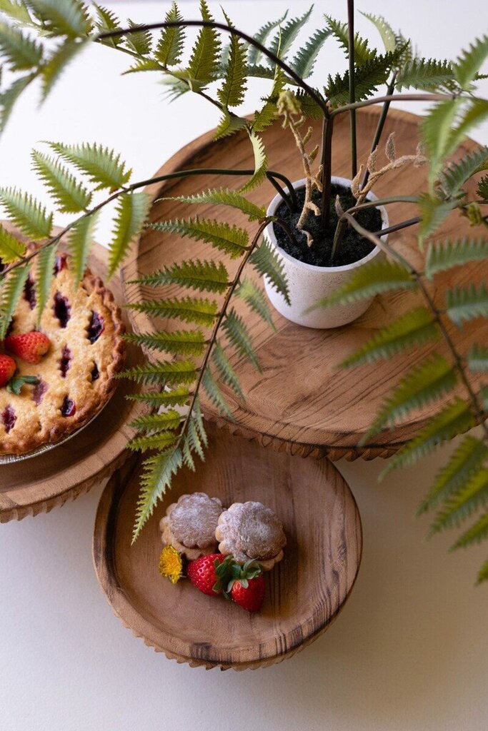 Etched Wood Serving Stand