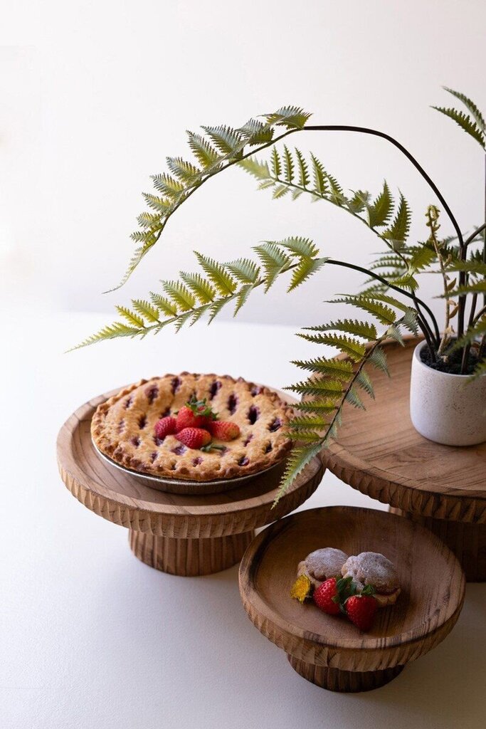 Etched Wood Serving Stand