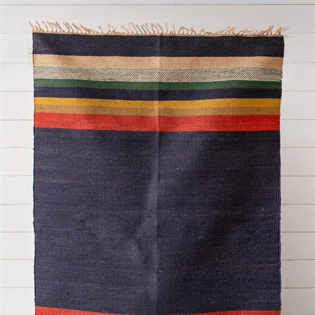 Multi-Colored Striped Jute Rug - 4x6