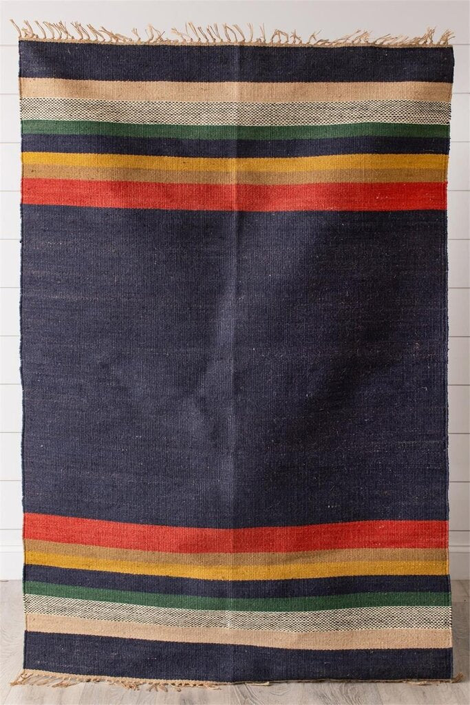 Multi-Colored Striped Jute Rug - 4x6
