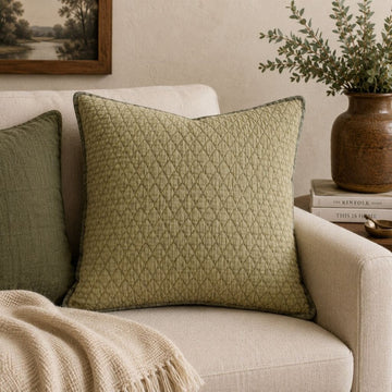 Woven Diamond Green Pillow