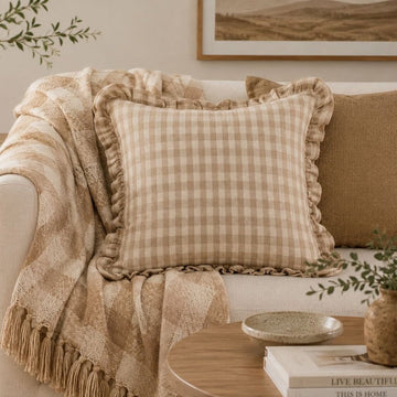 Tan Gingham Pillow