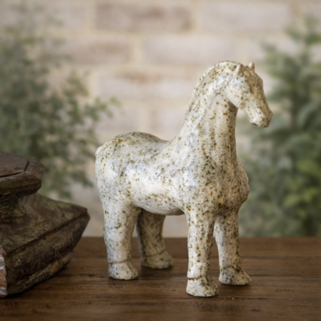 Beige Ceramic Horse Statue