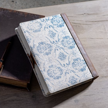 Blue Fleur Canvas & Leather Journal