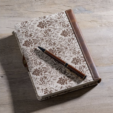 Brown Fleur Canvas & Leather Journal