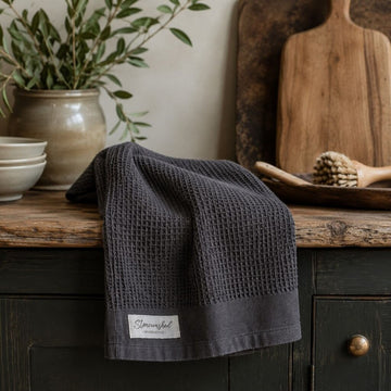 Granite Grey Washed Waffle Dishtowel