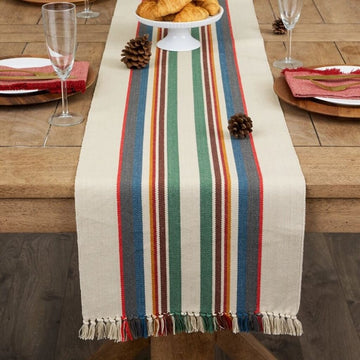 Striped Fringe Table Runner