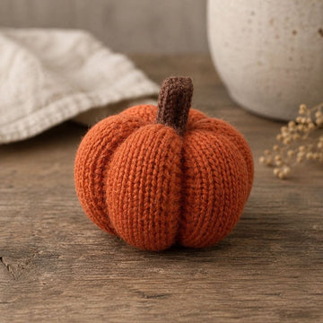 Orange Knitted Yarn Pumpkin - 2.5"