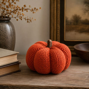 Orange Knitted Yarn Pumpkin - 4"