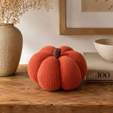 Orange Knitted Yarn Pumpkin - 5.5"