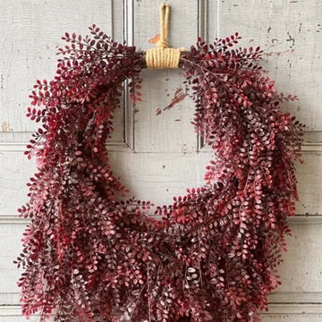 Red Ruta Rue Hanging Wreath - 24"