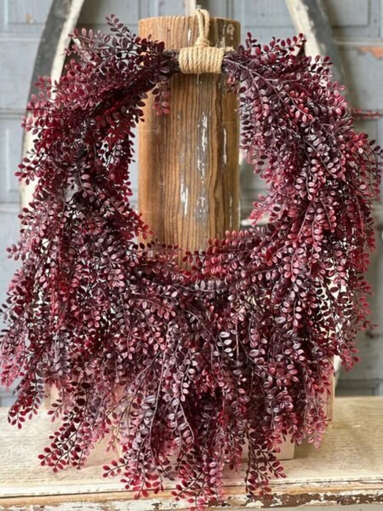Red Ruta Rue Hanging Wreath - 24"