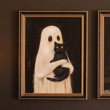 Ghost w/ Black Cat Painting