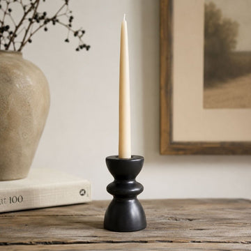 Sleek Black Tiered Ceramic Taper Holder