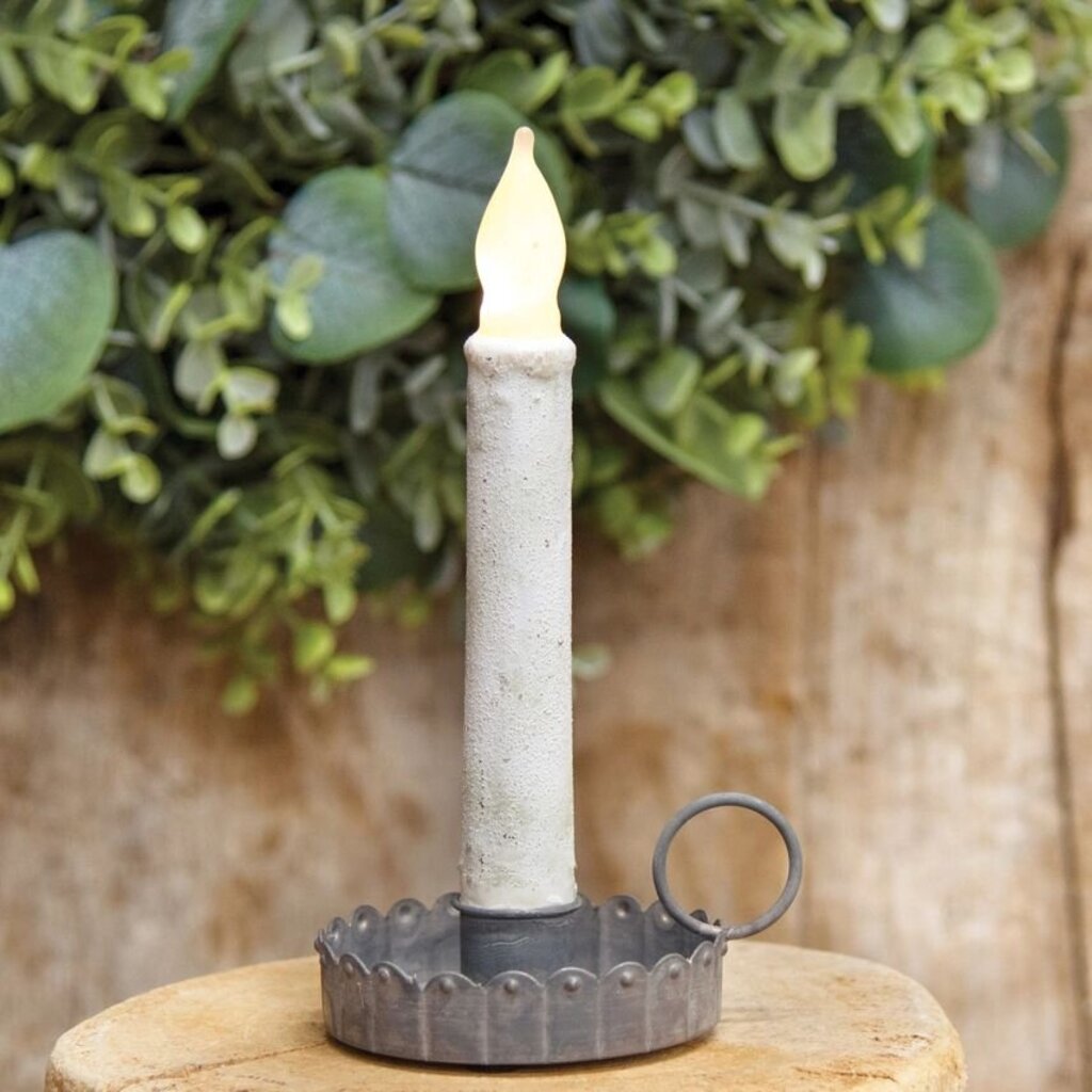 Antiqued Scalloped Metal Taper Holder