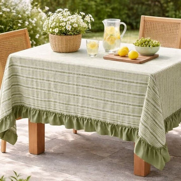 Green Checkered Tablecloth + Ruffled Hem