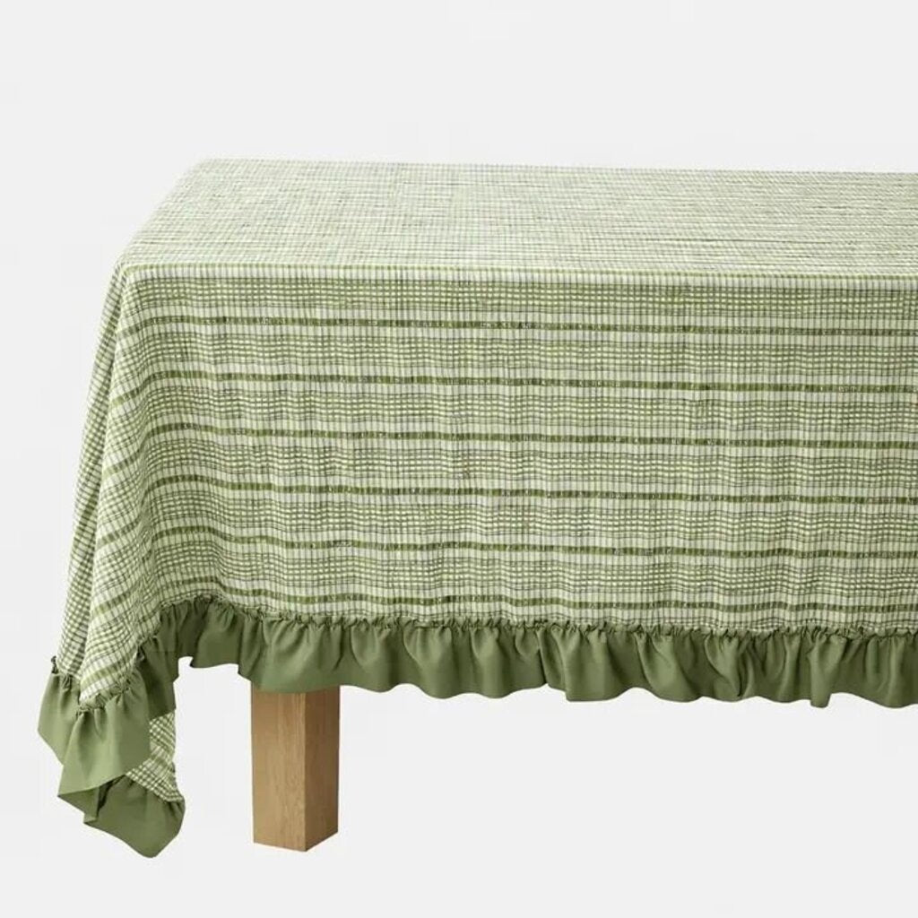 Green Checkered Tablecloth + Ruffled Hem