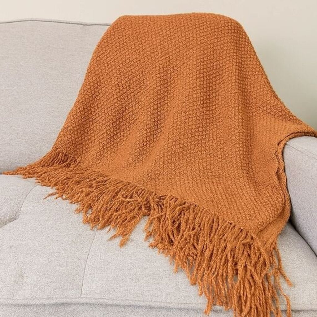 Terracotta Knit Textured Throw