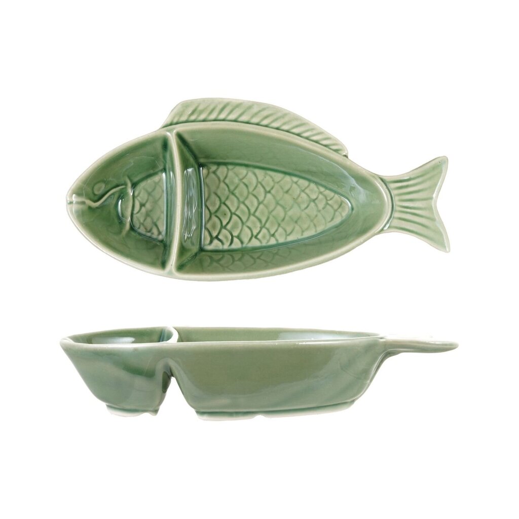 Stoneware Fish Shaped Dish + Two Sections