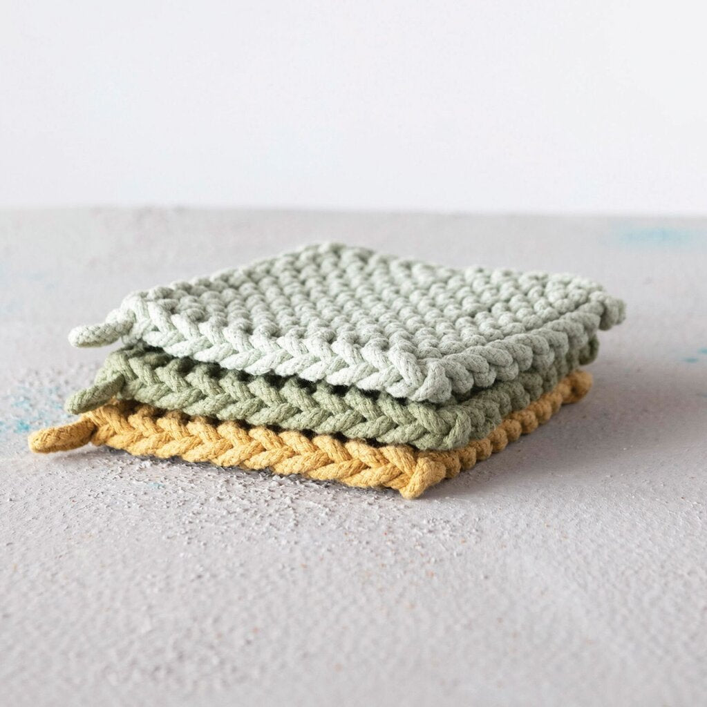 Square Crocheted Cotton Pot Holder