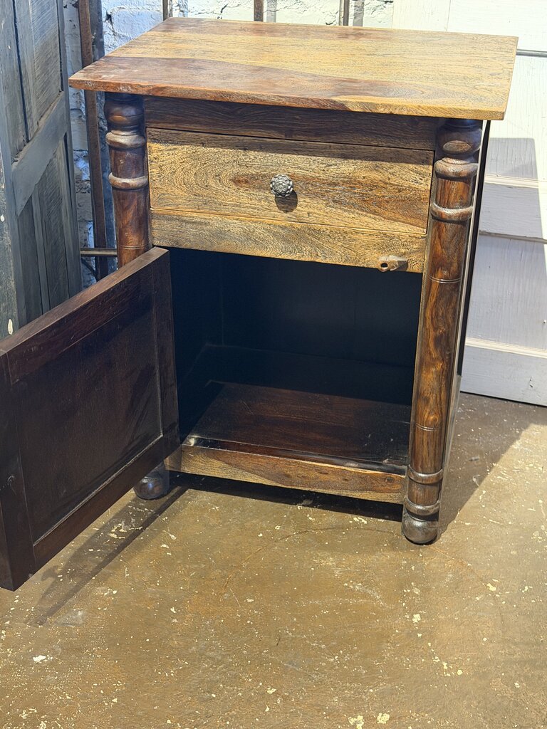 Dark Wood Single Door Bedside Table