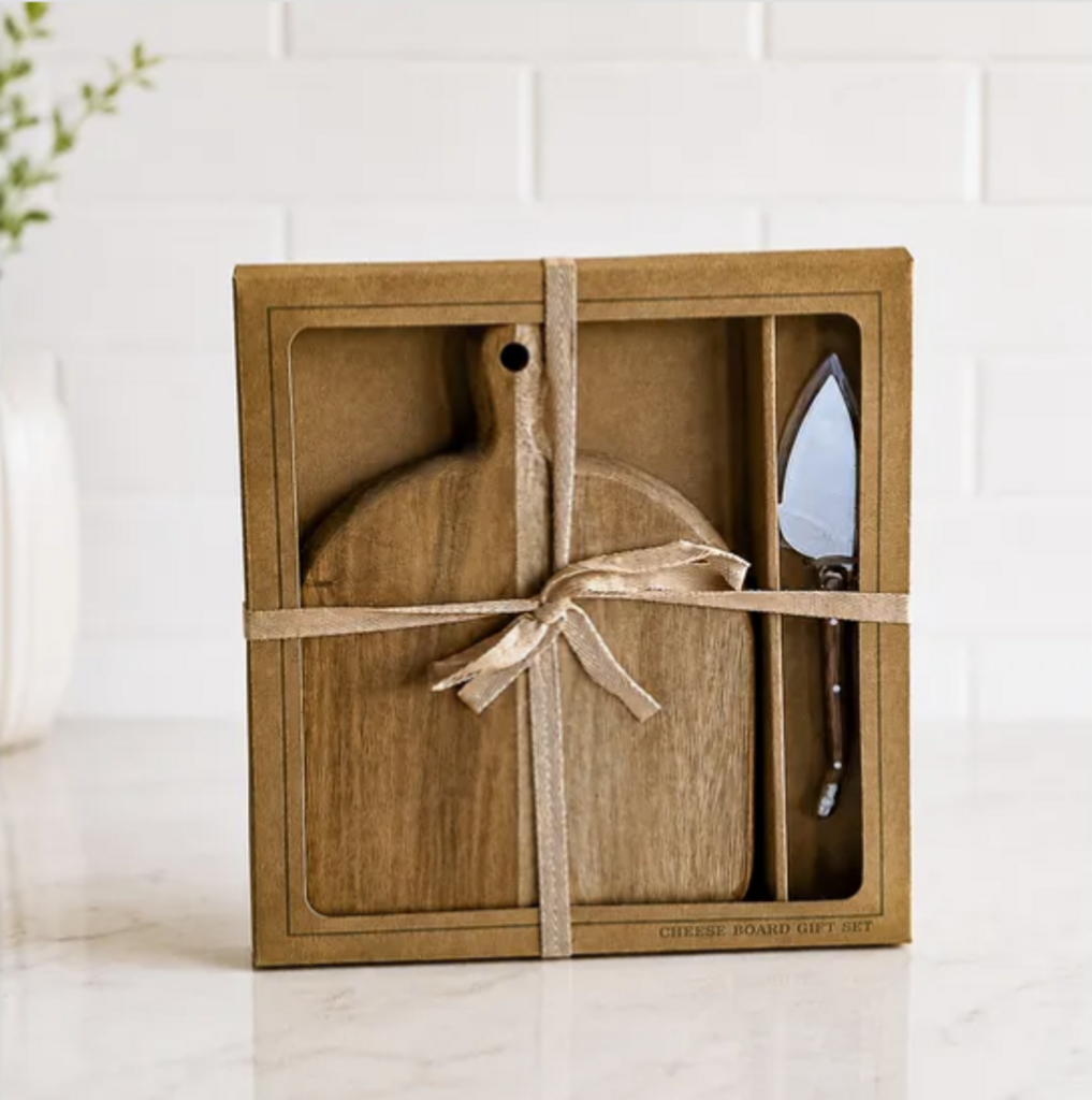 Arched Acacia Cheese Board + Knife Set