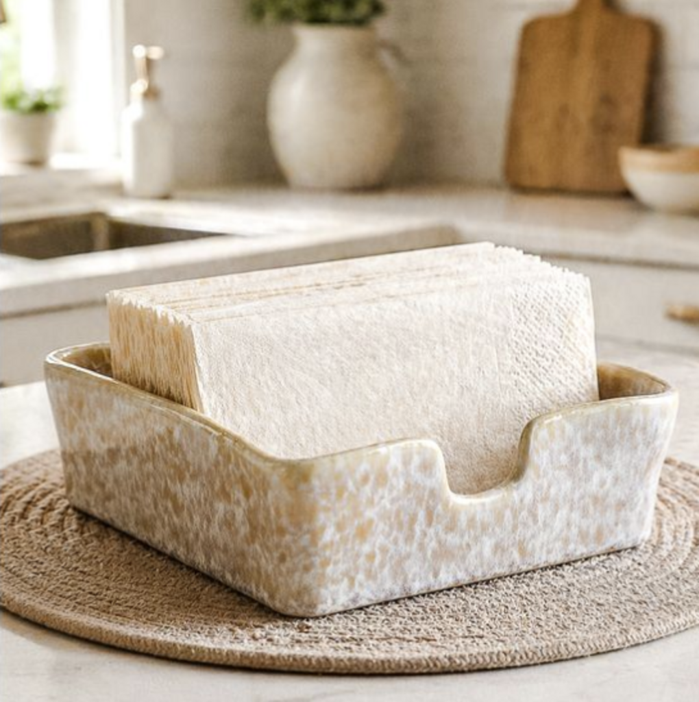 Beige Ceramic Napkin Holder