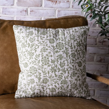 Quilted Green Floral Pillow