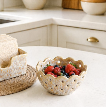 Beige Ceramic Berry Bin