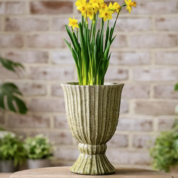 Green & White Urn Planter - 9.8"
