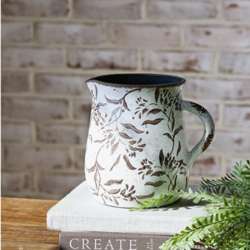 Brown & White Leaf Pattern Pitcher